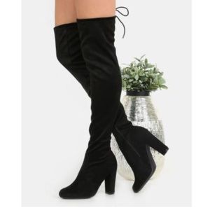 Velvet over the knee boots